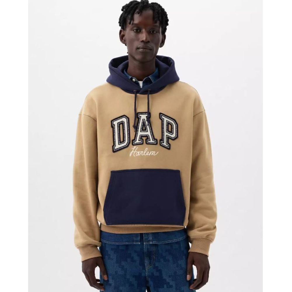 NWT Gap x DAP Harlem Colorblock Logo Hoodie Perfect Khaki With Navy Size  M